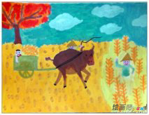 儿童画秋天：家乡的秋天