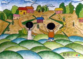 绿色家园儿童画