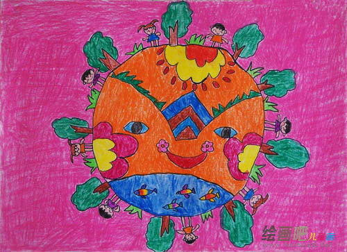 绿色家园儿童画