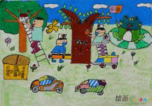 绿色家园儿童画：行进大自然