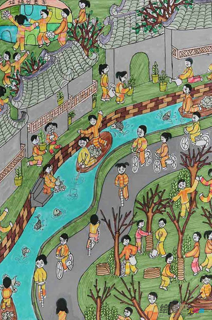 绿色家园儿童画