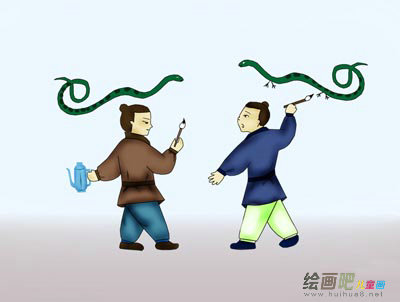 蛇简笔画：画蛇添足的故事