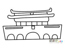 天安门简笔画：天安门前的国庆阅兵