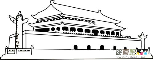 天安门简笔画：人民英雄纪念碑（一）