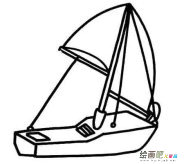 帆船简笔画：轻型多桅帆船