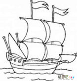帆船简笔画：西班牙船队