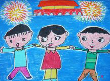 庆国庆儿童画：阅兵仪式
