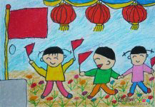 庆国庆儿童画：热爱祖国，热爱家乡，热爱学校