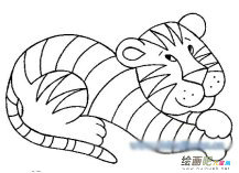 老虎简笔画：喜欢游泳的老虎