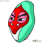 脸谱简笔画：净角淡青色脸