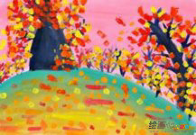 水彩画：我把自己忘在秋风里