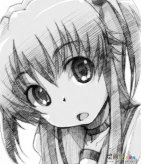 动漫铅笔画：小女孩