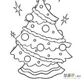 圣诞树简笔画：装饰圣诞树