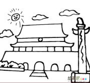 天安门简笔画：我蹬上了天安门城楼