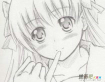 动漫铅笔画：美丽姑娘