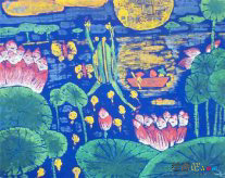 中秋节儿童画：月已圆，人欢聚