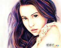 彩色铅笔画：美女写真