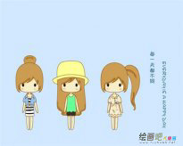 动漫人物简笔画：三姐妹