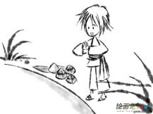 粽子简笔画：包粽子简笔画