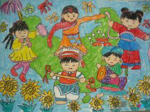 庆国庆儿童画：关于教师的爱国情