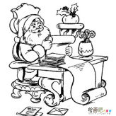 圣诞老人简笔画：圣诞老人读信