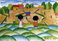 绿色家园儿童画：共建绿色家园
