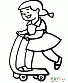 体育运动简笔画：滑板