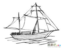 帆船简笔画：船