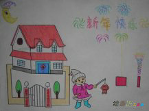 庆元旦儿童画：桐乡元旦