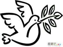 和平鸽简笔画：衔着橄榄枝的和平鸽