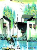 水彩画：千年古镇，世界同里
