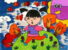 儿童画秋天：爱上了秋天