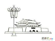 天安门简笔画：游天安门