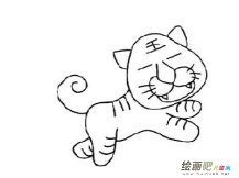 老虎简笔画：跟老虎照相