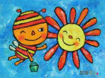 蜡笔画：小蜜蜂