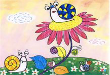 儿童画春天：初春的花儿