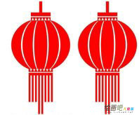 灯笼简笔画：一双红灯笼
