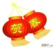 灯笼简笔画：贺春灯笼