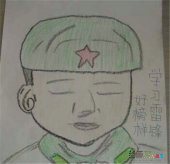 雷锋简笔画：三年级雷锋简笔画