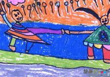 庆六一儿童画：开心的六一