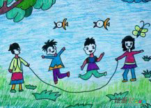 庆六一儿童画：六一节歌咏大赛