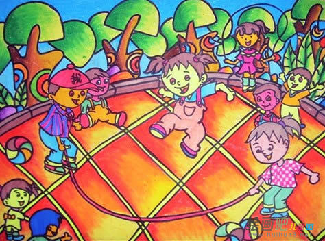 庆六一儿童画：开心的六一儿童节
