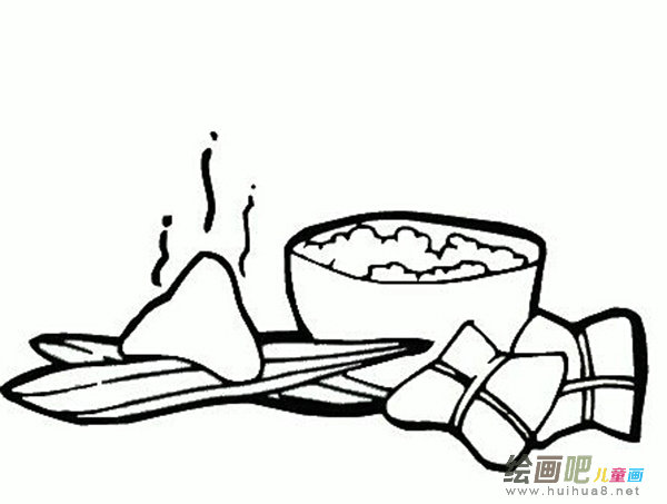 粽子简笔画：吃粽子的民间习俗