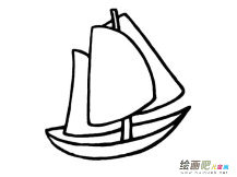 帆船简笔画：起航的帆船