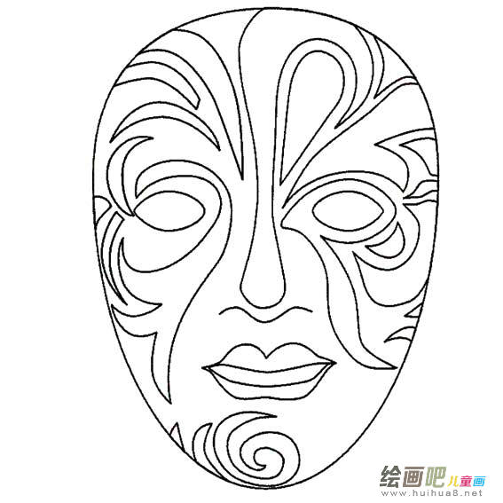 脸谱简笔画：五彩的脸谱