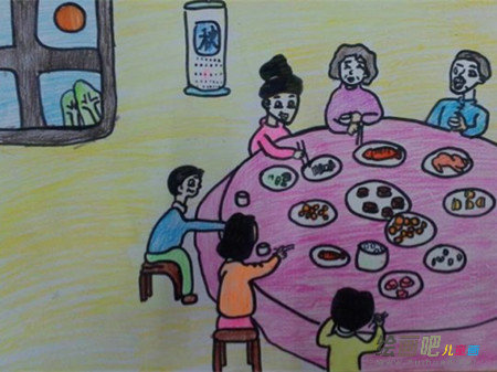 中秋节儿童画：团团圆圆过中秋
