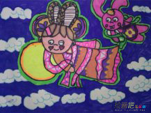 中秋节儿童画：又到中秋月圆时