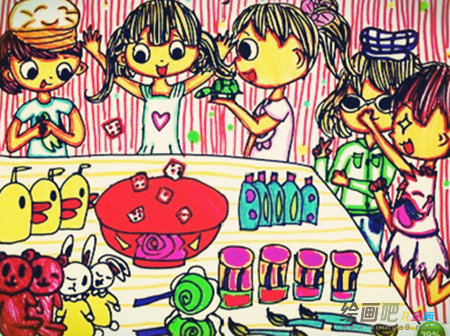 中秋节儿童画：伤感中秋夜