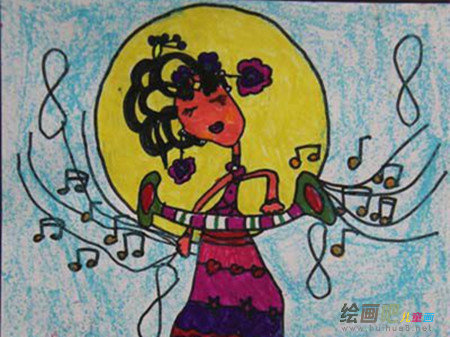 中秋节儿童画：邀中秋