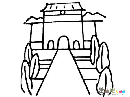 天安门简笔画：天安门分为上下两层